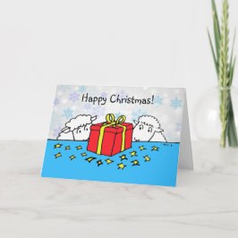 Tarjeta Navidades de regalo de dos pequeñas ovejas