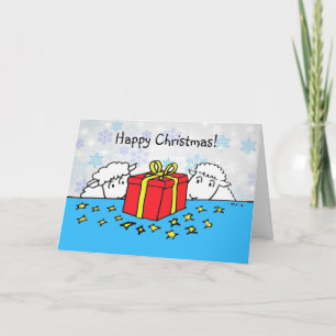 Tarjeta Navidades de regalo de dos pequeñas ovejas