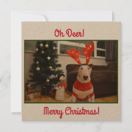 Tarjeta Navidades de renos de Bull Terrier son divertidos