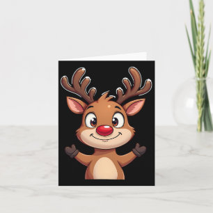 Tarjeta Navidades de renos de nariz roja celebran fiesta f