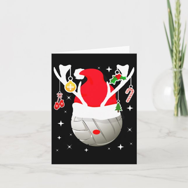 Tarjeta Navidades de renos de voleibol Santa Pajama Xmas P (Anverso)
