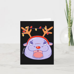 Tarjeta Navidades de renos Moo Deng Xmas Cute Zoo Safari S