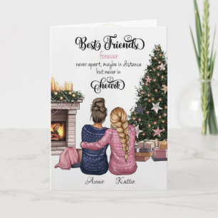 Tarjeta Navidades de retrato de mejor amigo personalizado