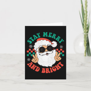 Tarjeta Navidades de Retro Groovy Merry Stay Bright Hippie