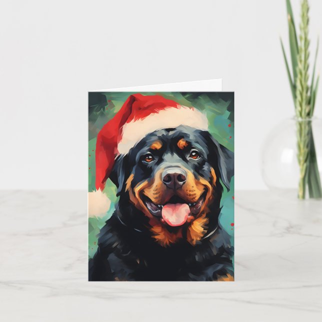 Tarjeta Navidades de Rottweiler pinchan arte (Anverso)