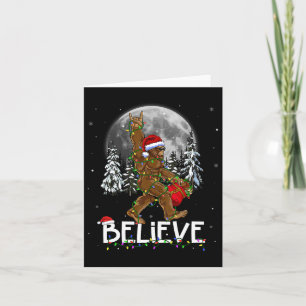 Tarjeta Navidades de Santa Bigfoot iluminan Funny Sasquatc