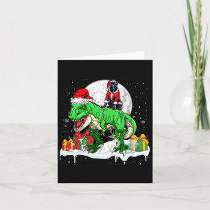 Tarjeta Navidades de Santa Cane Corso Riding T-rex Hijos p