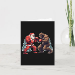 Tarjeta Navidades de Santa Claus Boxing Bigfoot Sasquatch