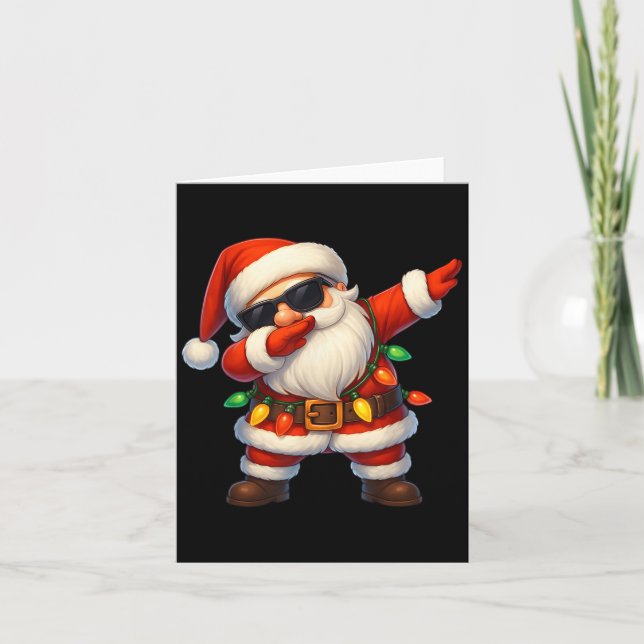 Tarjeta Navidades de Santa Claus de Dabbing iluminan a Chi (Anverso)