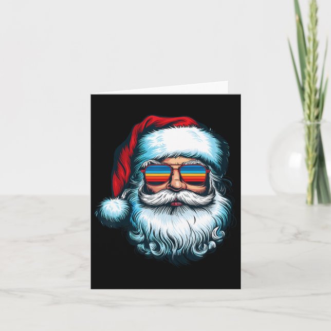 Tarjeta Navidades de Santa Face Retro Sungles Noches Hombr (Anverso)