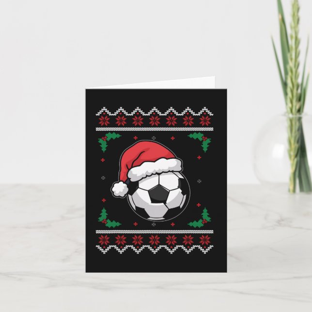 Tarjeta Navidades de Santa Fútbol Noche Niños Feo (Anverso)