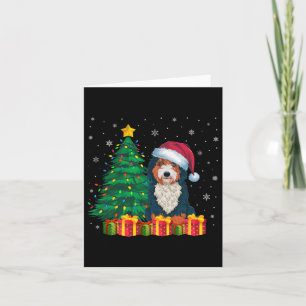 Tarjeta Navidades de Santa Hat de Bernedoodle iluminan a p