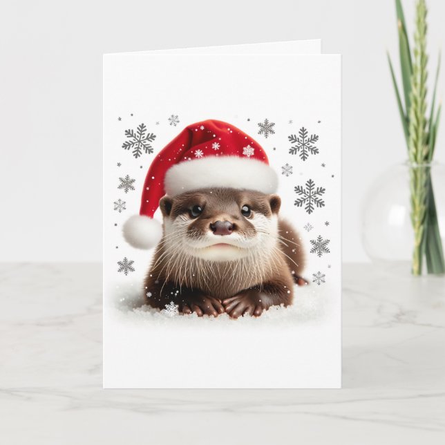 Tarjeta Navidades de Santa Otter (Anverso)