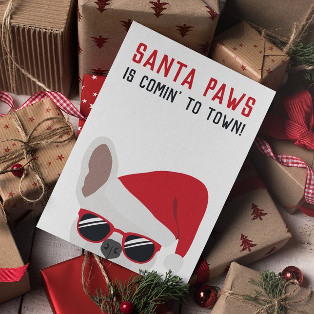 Tarjeta Navidades de Santa Paws Bulldog blanco francés (Subido por el creador)