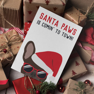 Tarjeta Navidades de Santa Paws Bulldog francés marrón