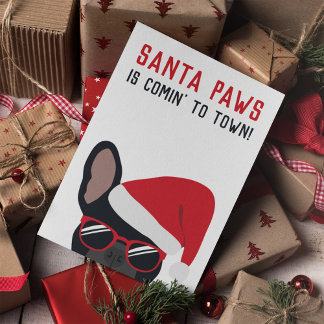 Tarjeta Navidades de Santa Paws Bulldog francés negro