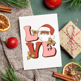 Tarjeta Navidades de Santa Retro Rosa y Red Love Black