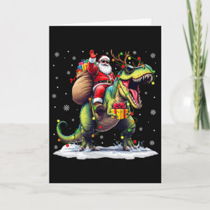 Tarjeta Navidades de Santa Riding Dinosaur T Rex Hombres X