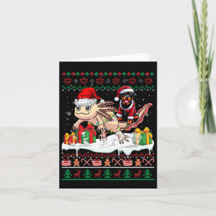 Tarjeta Navidades de Santa Rottweiler Riding Axolotl Sweat