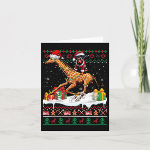 Tarjeta Navidades de Santa Rottweiler Riding Giraffe Sweat