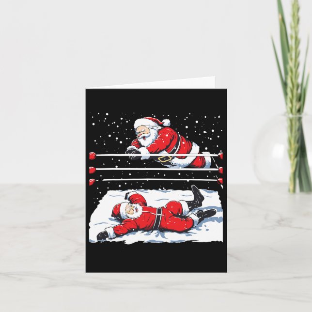 Tarjeta Navidades de Santa Wrestler en lucha libre Xmas Pa (Anverso)