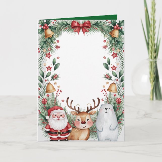 Tarjeta Navidades de Santa y Amigos Personalizados (Anverso)