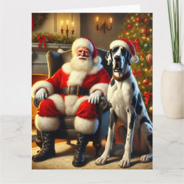 Tarjeta Navidades de Santa y el Gran Danés