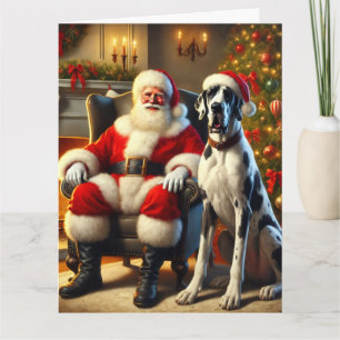 Tarjeta Navidades de Santa y el Gran Danés