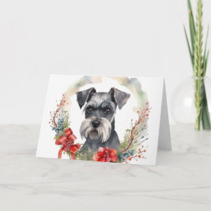 Tarjeta Navidades de Schnauzer Wreath Festimes Pup