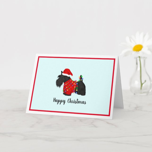Tarjeta Navidades de Scottish Terrier (Perro escocés) (Planta pequeña)