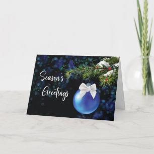 Tarjeta Navidades de Seasons Greetings Bright Joyful Ornam