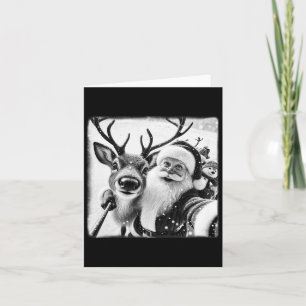 Tarjeta Navidades de selfie de renos divertidos Santa Clau