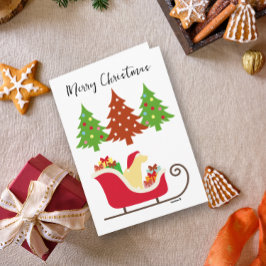 Tarjeta Navidades de Silhouette de Labrador Amarillo Sleig
