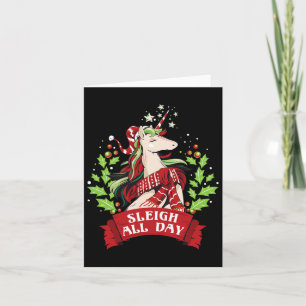 Tarjeta Navidades de Sleigh All Day Cute Santa Unicorn