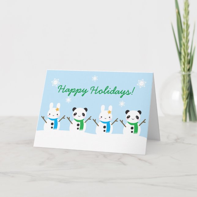 Tarjeta Navidades de Snow Bunny & Snow Panda (Anverso)