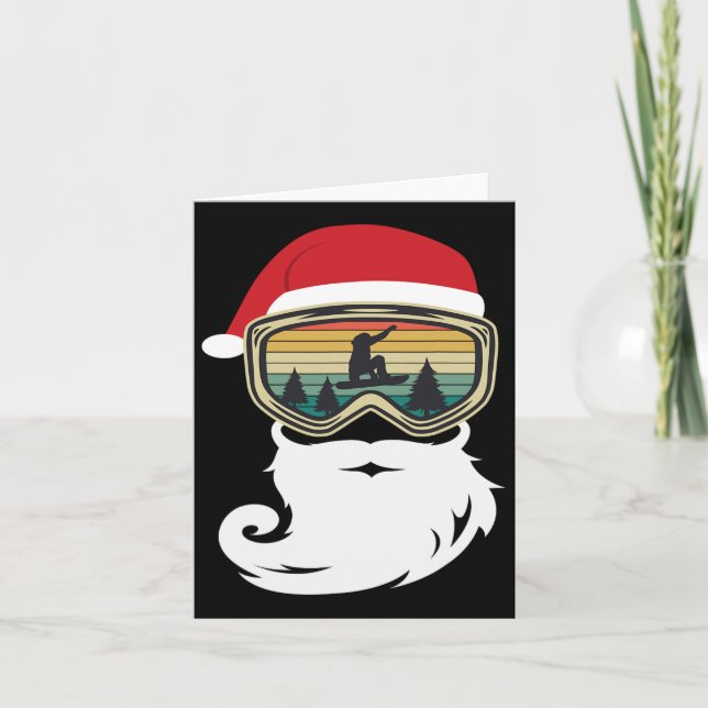 Tarjeta Navidades de snowboard como Santa Claus Snowboarde (Anverso)