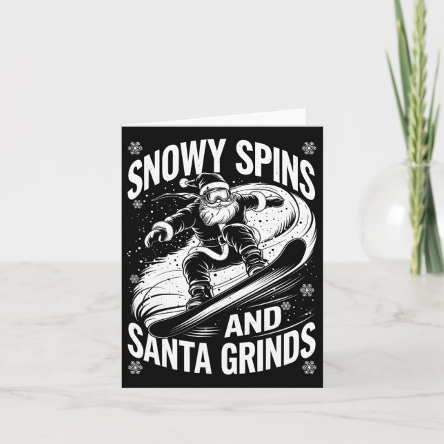 Tarjeta Navidades de snowboard de Santa Grinds (Anverso)