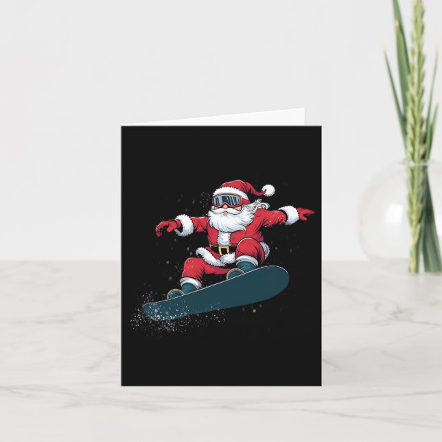 Tarjeta Navidades de Snowboard Santa Claus Snowboard Snowb (Anverso)