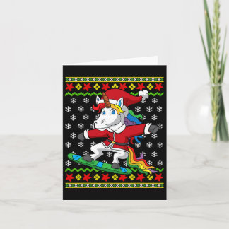 Tarjeta Navidades De Snowboard Unicorn Santa Snowboard