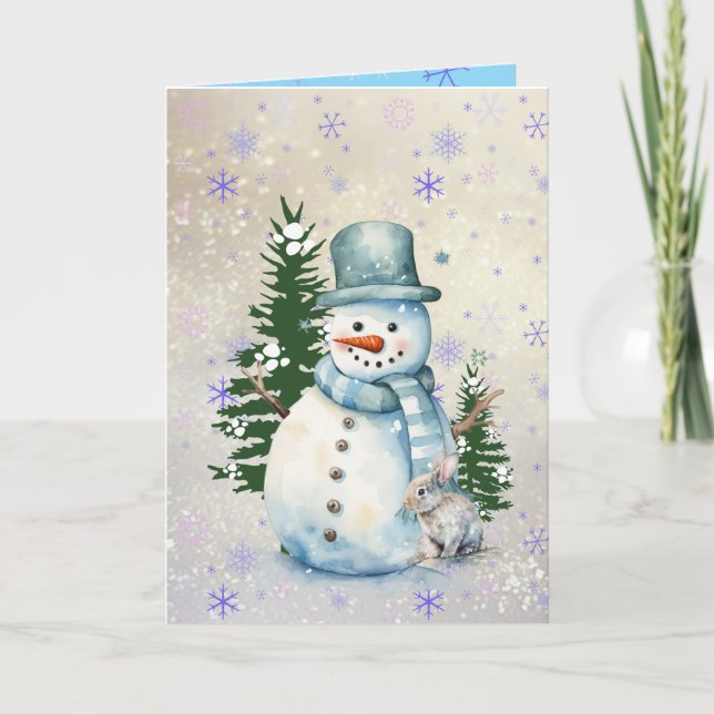Tarjeta navidades de "Snowman en caída de nieve" saludan (Anverso)
