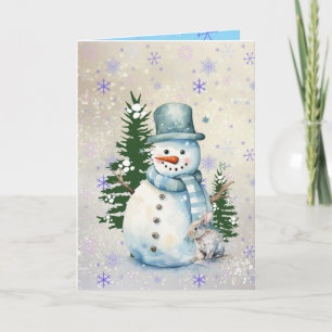 Tarjeta navidades de "Snowman en caída de nieve" saludan