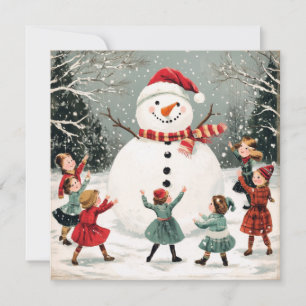 Tarjeta Navidades de snowman en la escena de las maravilla
