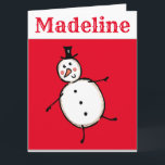 Tarjeta Navidades de Snowman personalizados<br><div class="desc">Esta tarjeta de Navidades personalizada incluye el personaje Snowman de la tripulación de Navidades.</div>