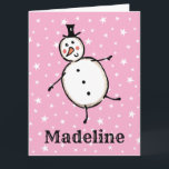 Tarjeta Navidades de Snowman personalizados<br><div class="desc">Esta tarjeta de Navidades personalizada incluye el personaje Snowman de la tripulación de Navidades.</div>