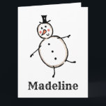 Tarjeta Navidades de Snowman personalizados<br><div class="desc">Esta tarjeta de Navidades personalizada incluye el personaje Snowman de la tripulación de Navidades.</div>