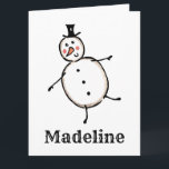 Tarjeta Navidades de Snowman personalizados<br><div class="desc">Esta tarjeta de Navidades personalizada incluye el personaje Snowman de la tripulación de Navidades.</div>