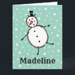Tarjeta Navidades de Snowman personalizados<br><div class="desc">Esta tarjeta de Navidades personalizada incluye el personaje Snowman de la tripulación de Navidades.</div>