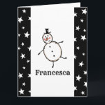 Tarjeta Navidades de Snowman personalizados<br><div class="desc">Esta tarjeta de Navidades personalizada incluye el personaje Snowman de la tripulación de Navidades.</div>