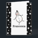 Tarjeta Navidades de Snowman personalizados<br><div class="desc">Esta tarjeta de Navidades personalizada incluye el personaje Snowman de la tripulación de Navidades.</div>