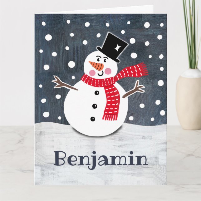 Tarjeta Navidades de Snowman personalizados (Anverso)